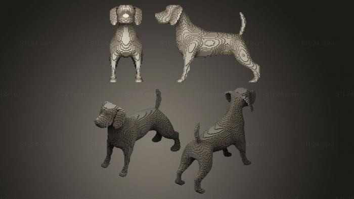 Статуэтки животных (Собачка из кубиков, STKJ_0037) 3D модель для ЧПУ станка